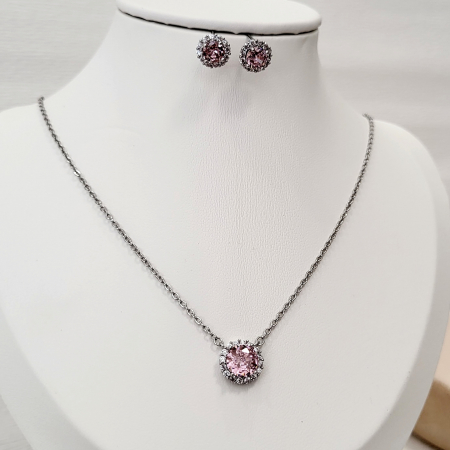 Set Diamond - pink & silver - lantisor + cercei [10]