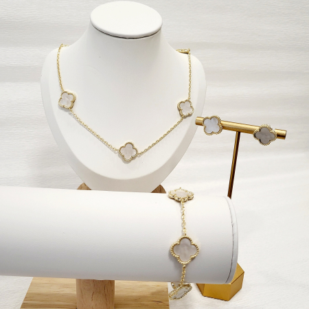 Set tip Van Cleef - white & gold - cercei, bratara, lant [6]