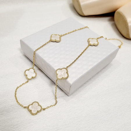 Set tip Van Cleef - white & gold - cercei, bratara, lant [5]
