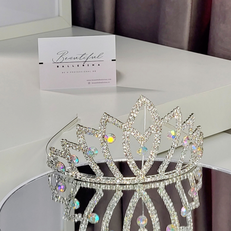 Tiara coronita Standard  - argintie - decorata cu cristale albe si multicolor [4]