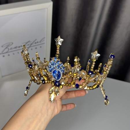 Tiara gold & royal blue - Queen [3]