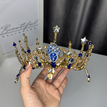 Tiara gold & royal blue - Queen [6]