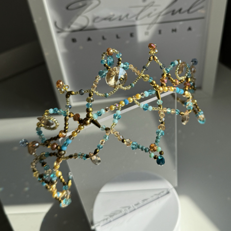 BB PRO TIARAS - Tiara gold & turquoise - Pas D’esclave