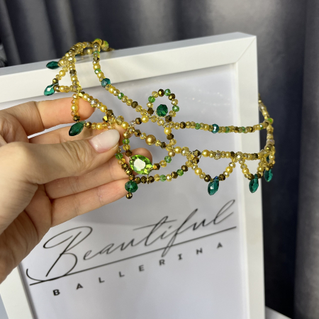 BB PRO TIARAS - Tiara green & gold - Esmeralda