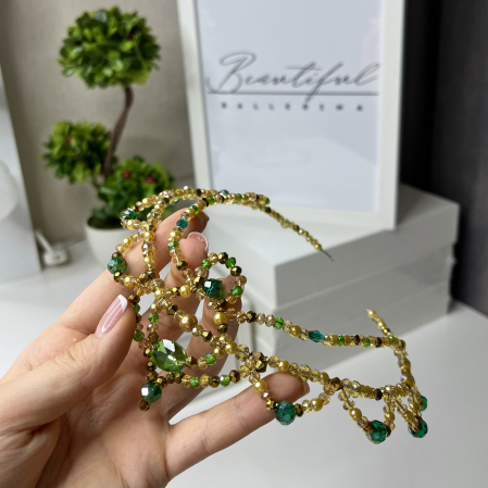 BB PRO TIARAS - Tiara green & gold - Esmeralda