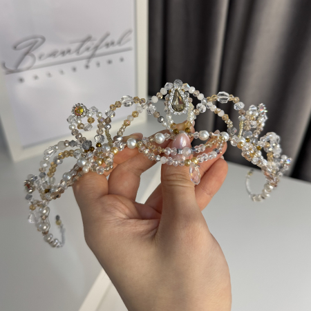 BB PRO TIARAS - Tiara Model - Etoile - white & gold - Diamond Fairy