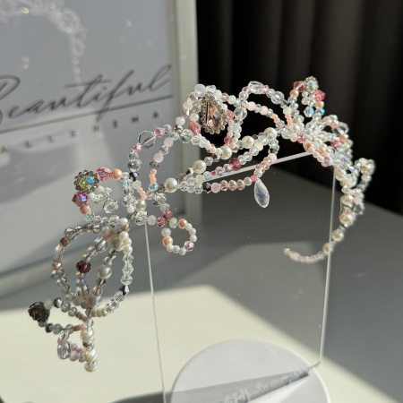BB PRO TIARAS - Tiara Model - Etoile - white & light pink - Aurora