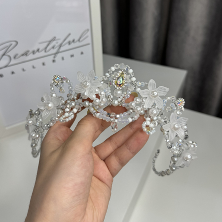 BB PRO TIARAS - Tiara Model - Etoile - white with flowers