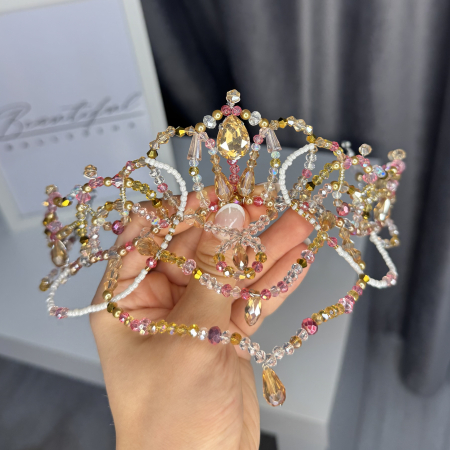 BB PRO TIARAS - Tiara pink, gold & white - Medora - Le Corsaire