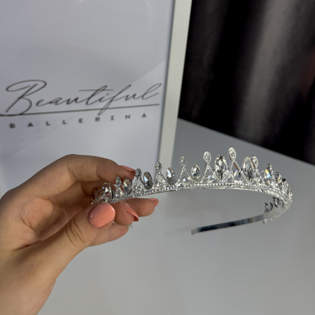 Tiara Standard - argintie - decorata cu cristale [3]