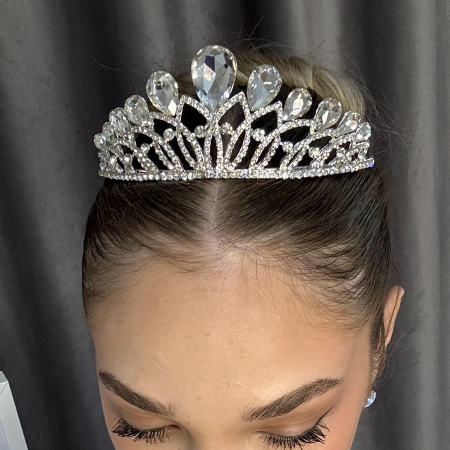 Tiare/Coronite Standard - Tiara Standard - argintie - decorata cu cristale