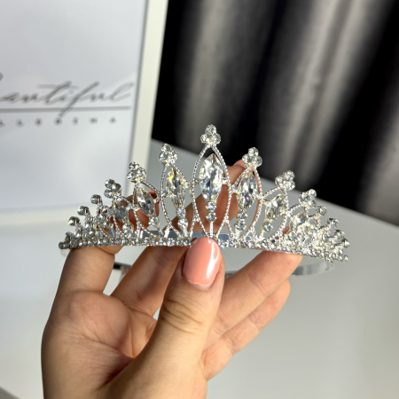 Tiare/Coronite Standard - Tiara Standard - argintie - decorata cu cristale