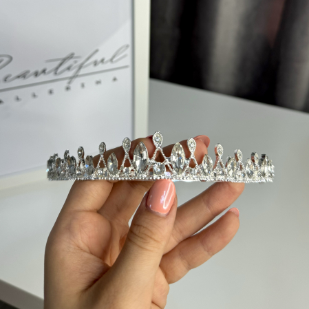 Tiare/Coronite Standard - Tiara Standard - argintie - decorata cu cristale