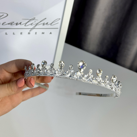 Tiare/Coronite Standard - Tiara Standard - argintie - decorata cu cristale