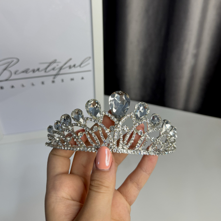 Tiara Standard - argintie - decorata cu cristale [2]
