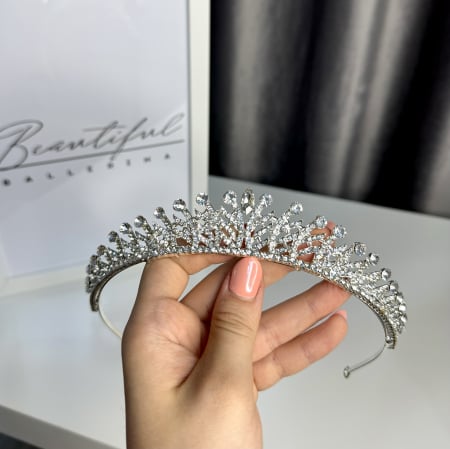 Tiara Standard - argintie - decorata cu cristale [6]