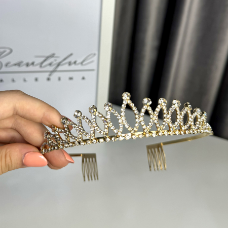 Tiare/Coronite Standard - Tiara Standard - aurie - decorata cu cristale