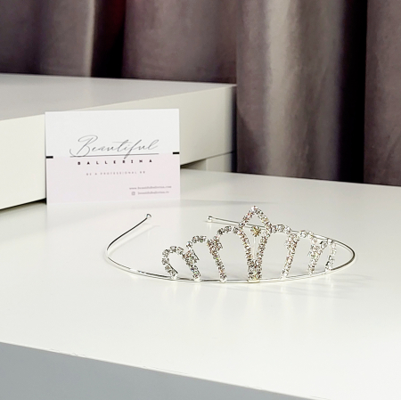 Tiare/Coronite Standard - Tiara Standard mica - argintie - decorata cu cristale