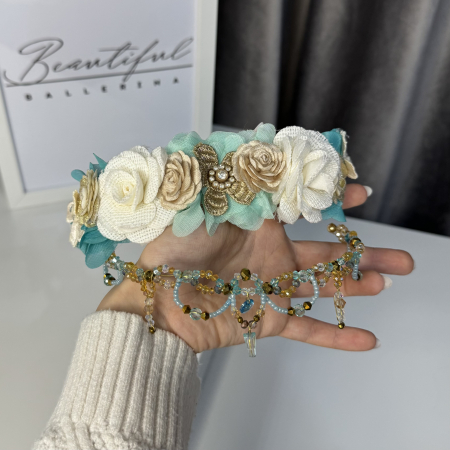 Flori / Flowers - Tiara Turquoise, White & Gold - Cupid