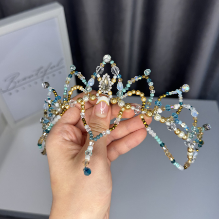 Tiara turquoise, white & gold - Medora [2]