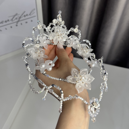 BB PRO TIARAS - Tiara - white flowers - Cupid