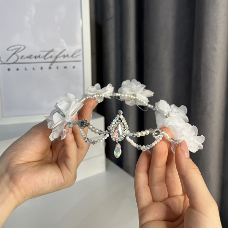 BB PRO TIARAS - Tiara white flowers - Cupid