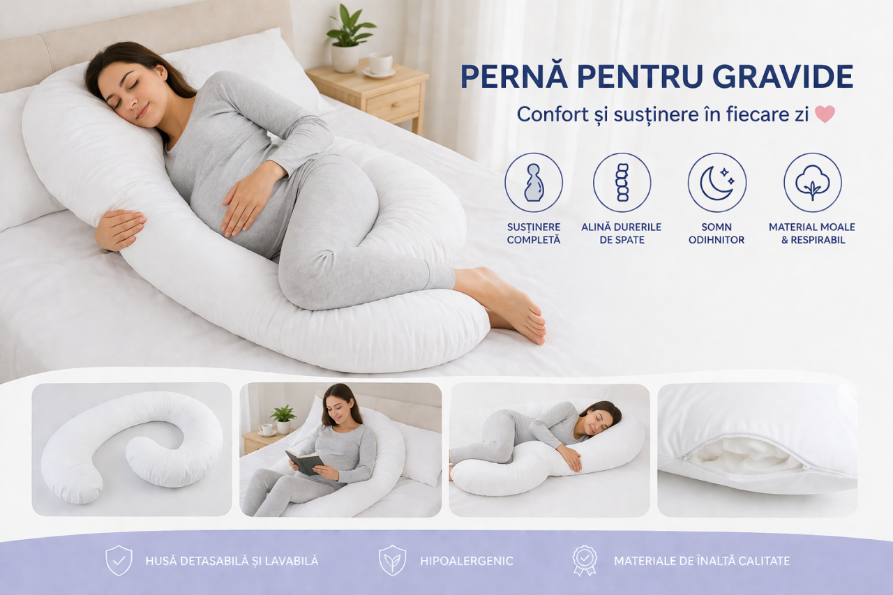 Perna pentru gravide si alaptare husa bleu in forma cifrei 9 Bebedeco [6]