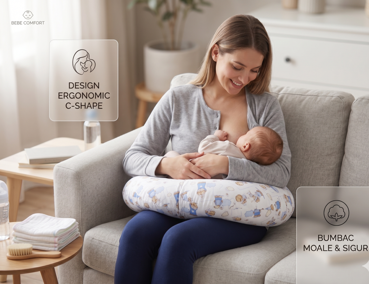 Perna gravide multifunctionala in forma literei C BEBEDECO [6]