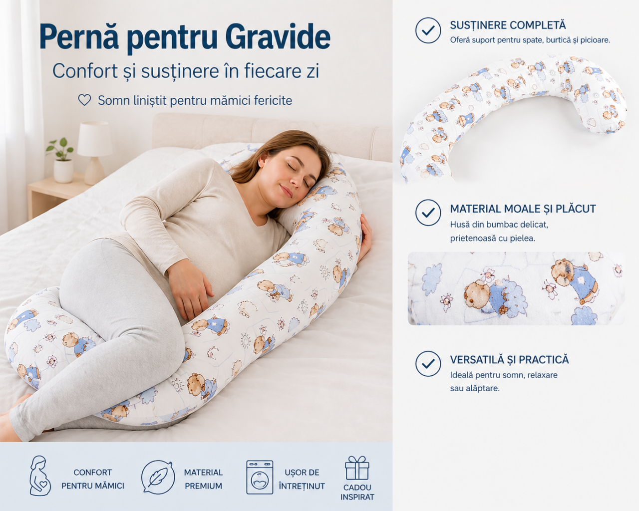 Perna gravide multifunctionala in forma literei C BEBEDECO [2]