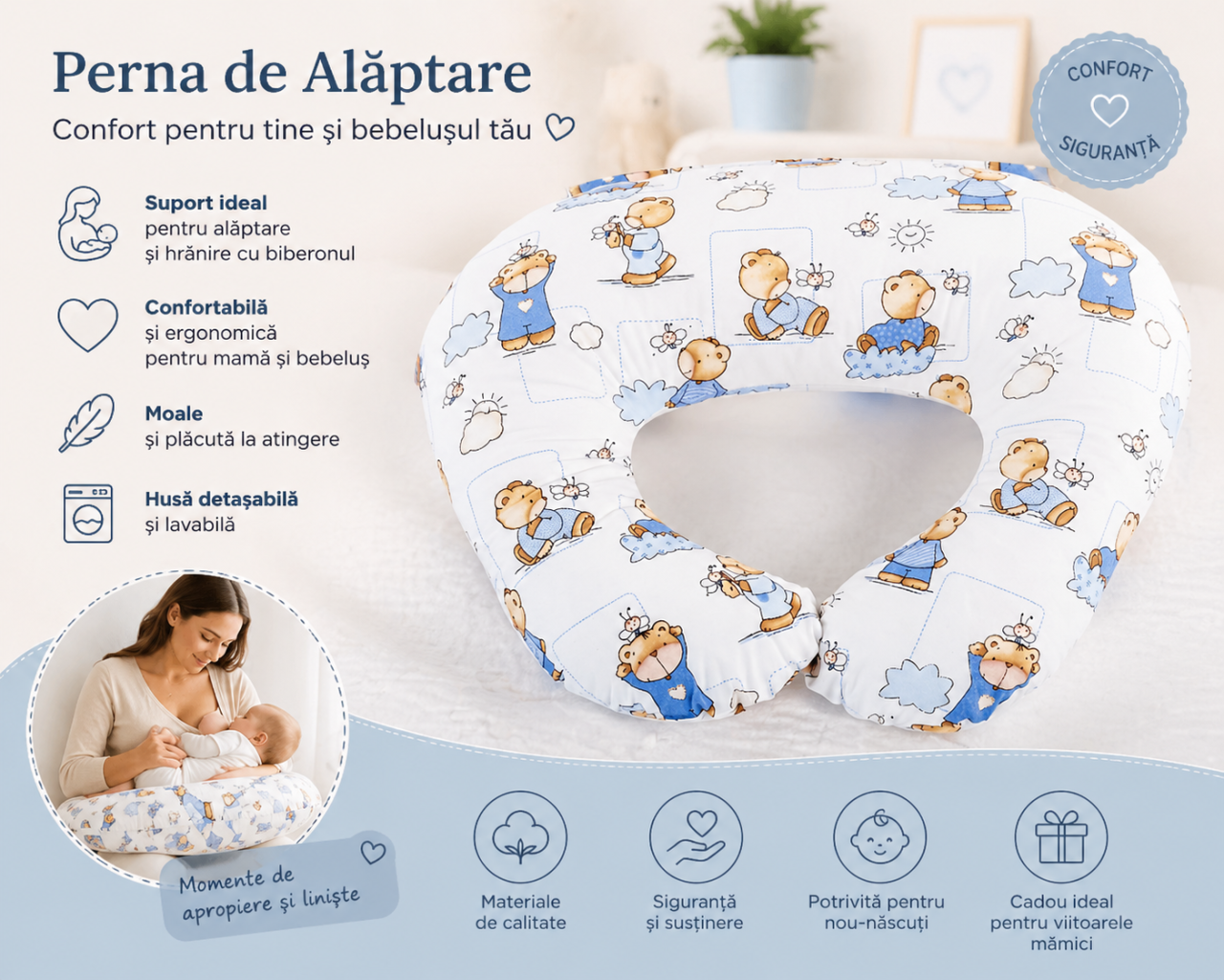 Set perne bebelusi Perna pentru alaptat Bee Friends si Perna plagiocefalie [2]