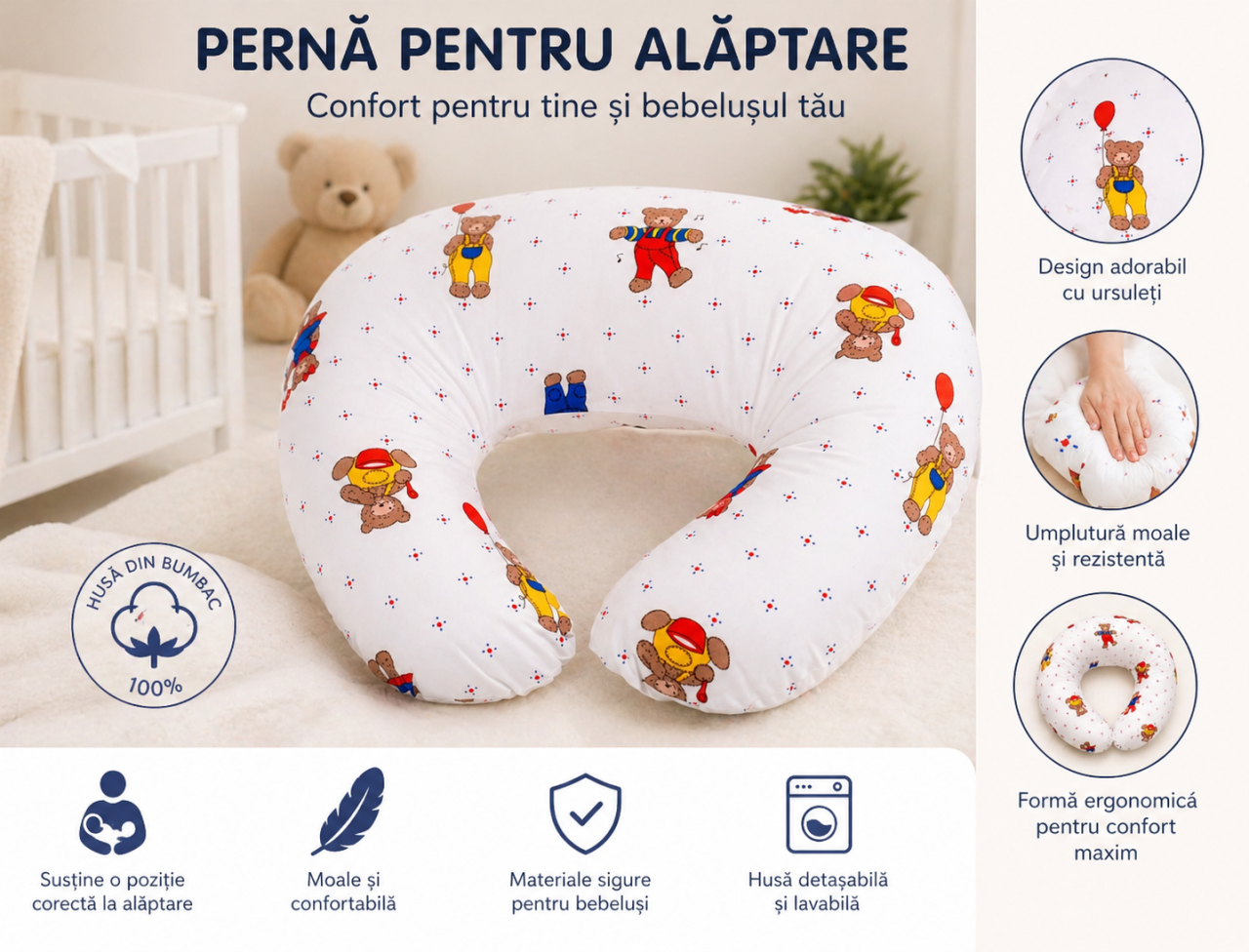 Set perne bebelusi Perna pentru alaptat Martinel la joaca si Perna plagiocefalie [3]