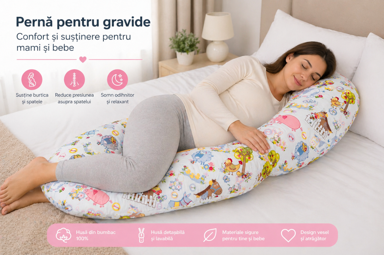 Set perne gravide - Perna pentru gravide in forma literei C BEBEDECO Ferma Animalelor si Perna colac epiziotomie si hemoroizi [3]