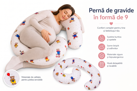 Perna gravide 3 in 1 Cifra 9 BEBEDECO - Perna gravide fara dureri de gat Martinel la joaca in forma cifrei 9 BEBEDECO