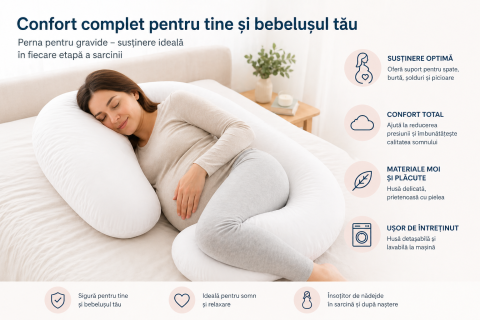 OFERTE SPECIALE - Perna gravide multifunctionala in forma literei C BEBEDECO