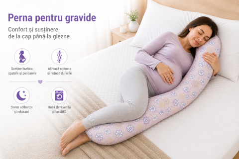 OFERTE SPECIALE - Perna gravide multifunctionala in forma literei C BEBEDECO