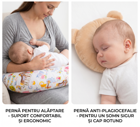 Perna pozitionare bebe anti reflux anti regurgitare anti rostogolire BEBEDECO - Set perne bebelusi Perna pentru alaptat Ferma animalelor si Perna plagiocefalie