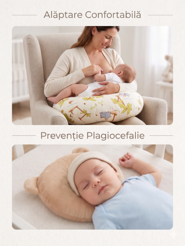 Perne pentru alaptat BEBEDECO - Set perne bebelusi Perna pentru alaptat Jungle si Perna plagiocefalie