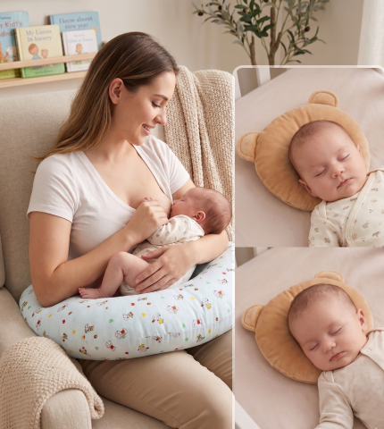 Perna pozitionare bebe anti reflux anti regurgitare anti rostogolire BEBEDECO - Set perne bebelusi Perna pentru alaptat Snoopy si Perna plagiocefalie