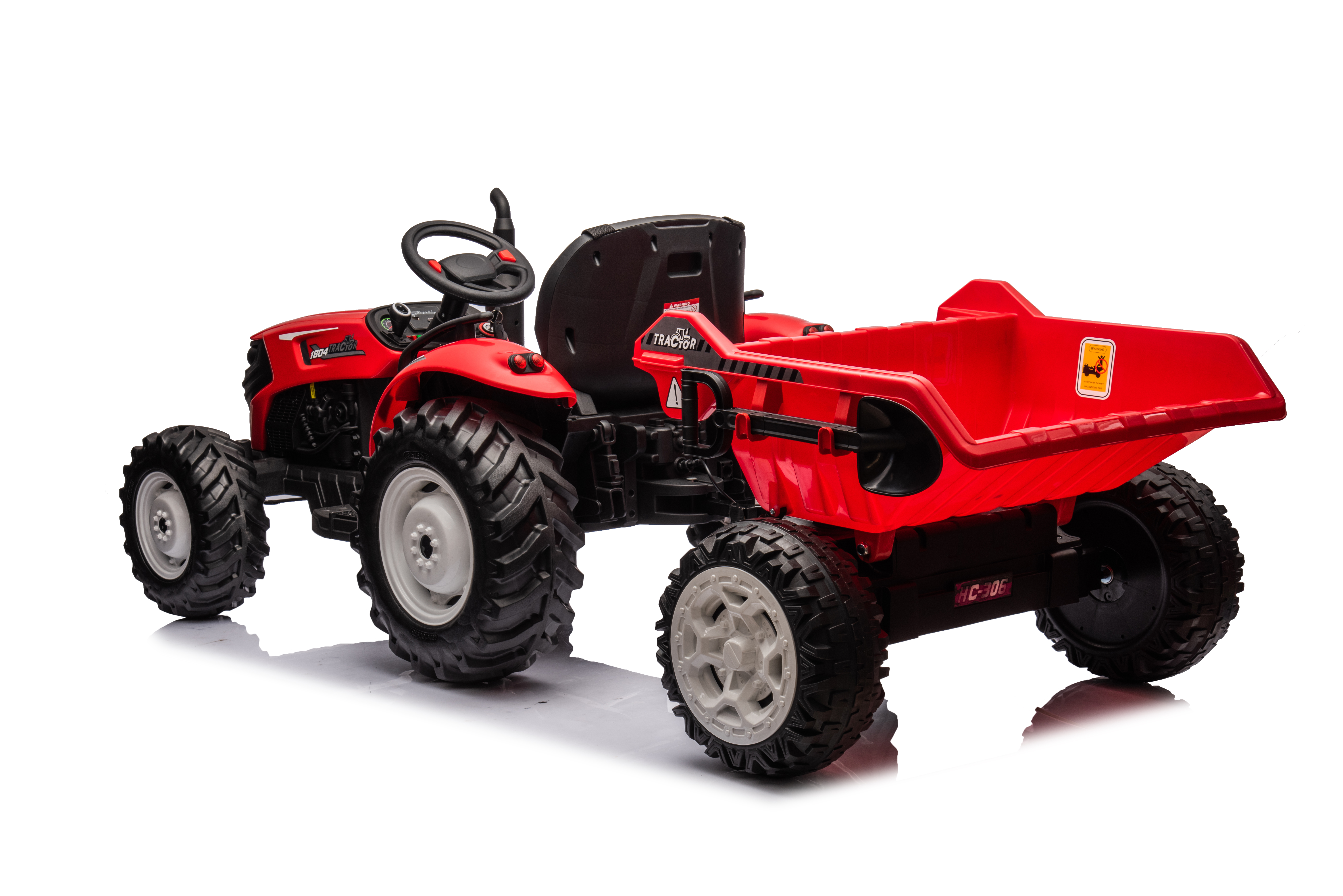 Tractor Electric HC-306 Rosu cu Remorca 24V, pentru Copii 3 ani+ [4]