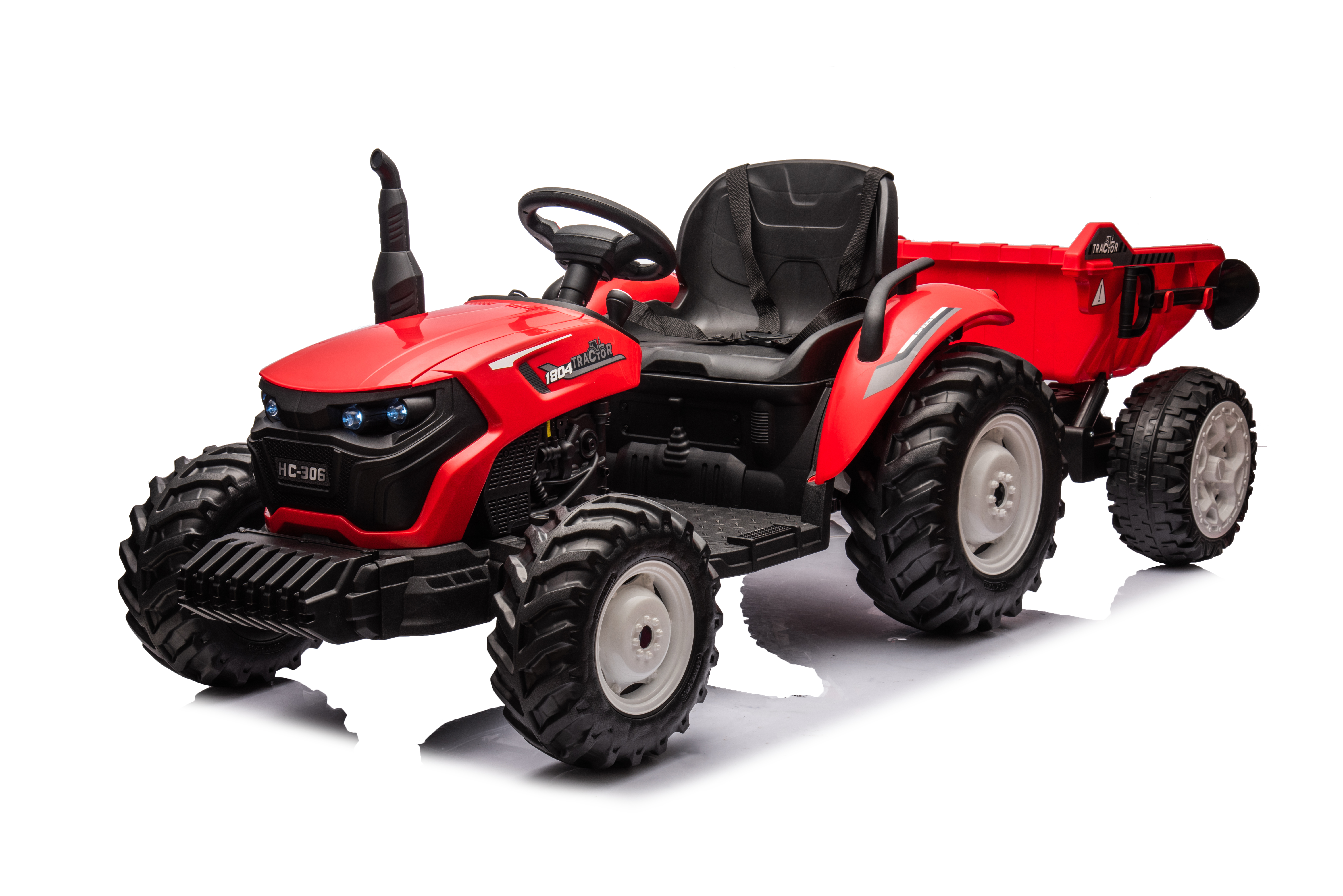 Tractor Electric HC-306 Rosu cu Remorca 24V, pentru Copii 3 ani+ [2]