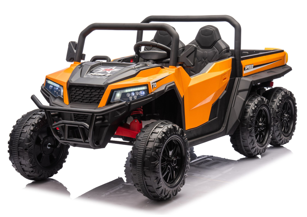 Masinuta electrica 6 roti XB-1038A 4x4 Off-Road pentru copii, 24V 7Ah, 4 motoare 200W, telecomanda, roti EVA, scaun piele, PORTOCALIU, 3-8 ani [2]