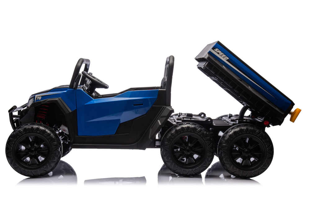 Masinuta electrica 6 roti XB-1038A 4x4 Off-Road pentru copii, 24V 7Ah, 4 motoare 200W, telecomanda, roti EVA, scaun piele, ALBASTRU, 3-8 ani [8]