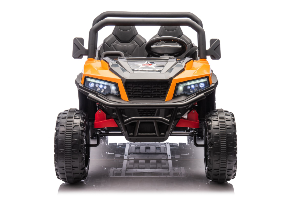 Masinuta electrica 6 roti XB-1038A 4x4 Off-Road pentru copii, 24V 7Ah, 4 motoare 200W, telecomanda, roti EVA, scaun piele, PORTOCALIU, 3-8 ani [5]
