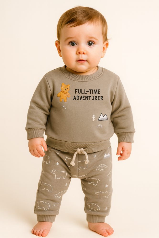 Set bluzita si pantaloni bebe imprimeu animale grafice [3]