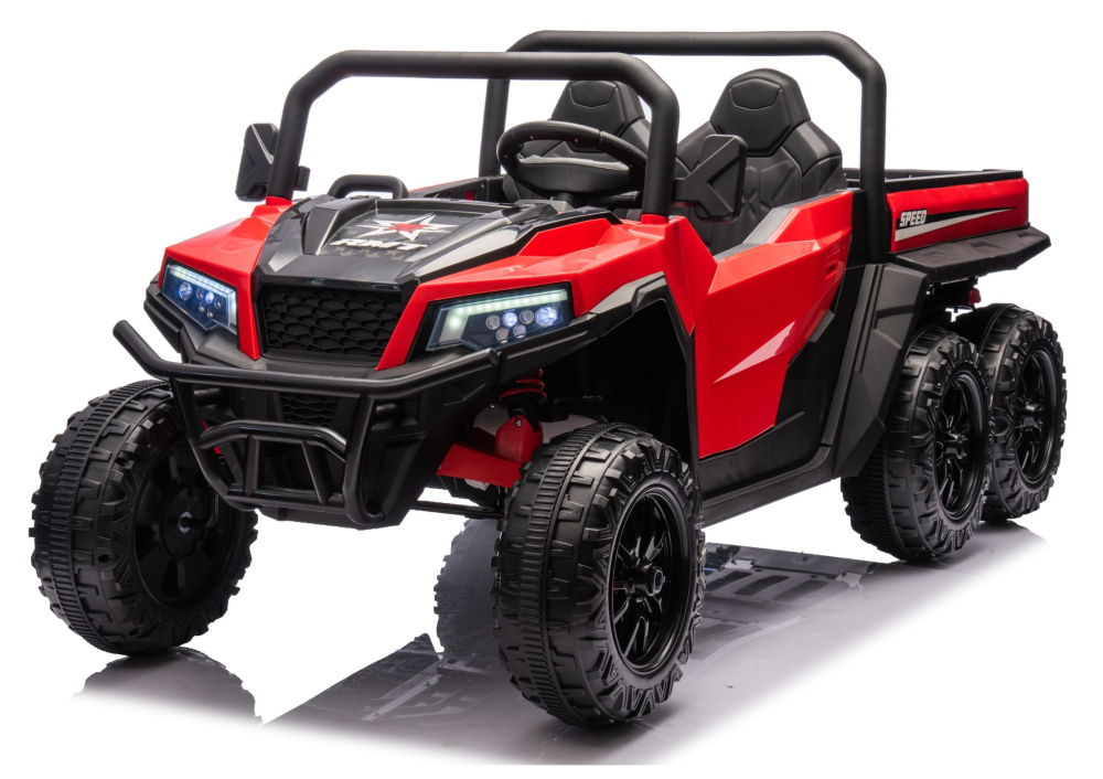 Masinuta electrica 6 roti XB-1038A 4x4 Off-Road pentru copii, 24V 7Ah, 4 motoare 200W, telecomanda, roti EVA, scaun piele, ROSU, 3-8 ani [2]