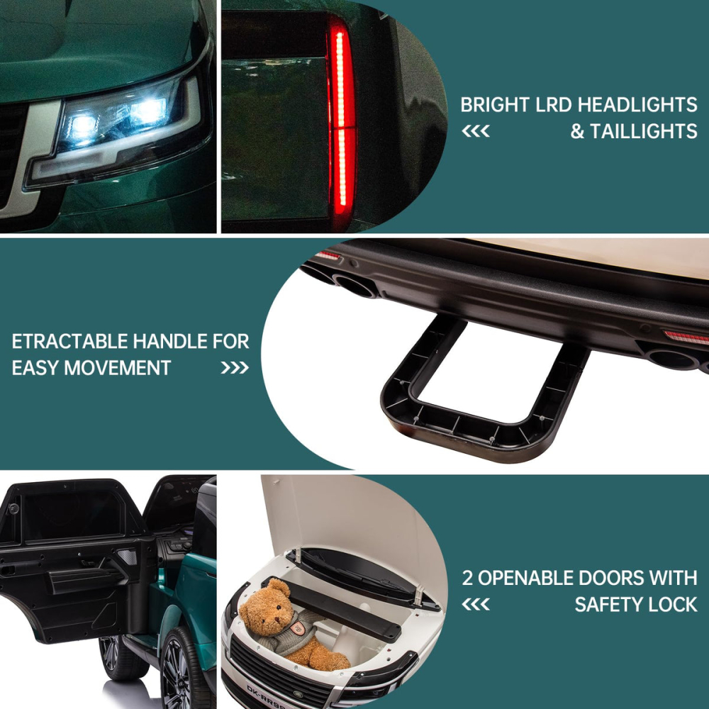Masinuta electrica Range Rover Vogue cu licenta, 2 locuri, 12V 14Ah, 4x35W, roti EVA, telecomanda, verde, 3 ani+ [12]