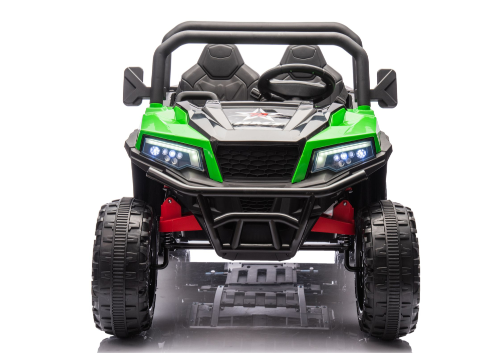 Masinuta electrica Buggy XB-1038A, 6 roti, 24V 7Ah, 4 motoare 200W, scaun piele, telecomanda, Verde, 3-8 ani [5]