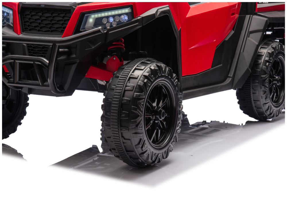Masinuta electrica 6 roti XB-1038A 4x4 Off-Road pentru copii, 24V 7Ah, 4 motoare 200W, telecomanda, roti EVA, scaun piele, ROSU, 3-8 ani [9]