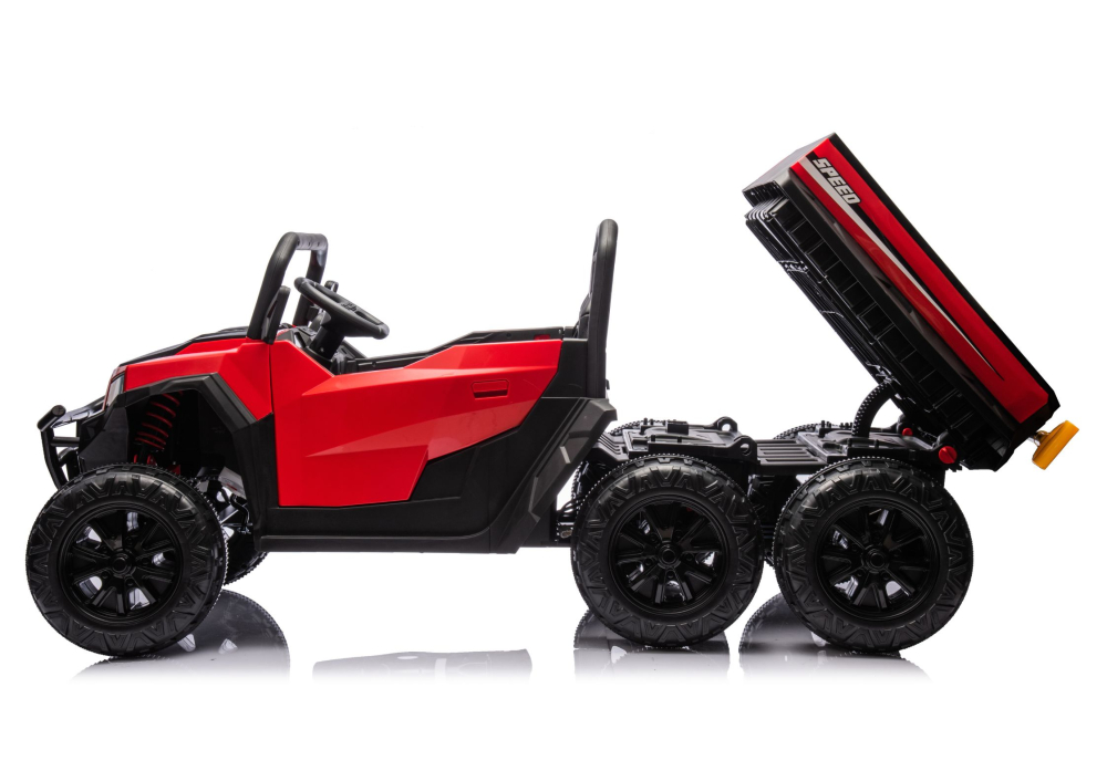 Masinuta electrica 6 roti XB-1038A 4x4 Off-Road pentru copii, 24V 7Ah, 4 motoare 200W, telecomanda, roti EVA, scaun piele, ROSU, 3-8 ani [8]