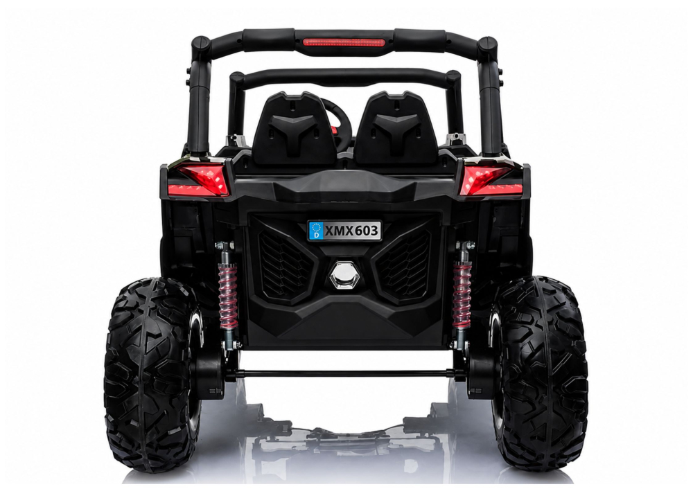 Masinuta electrica Jeep XMX603 cu ecran MP4, 2x12V 7Ah, 4 motoare 45W, roti EVA, scaun piele, telecomanda, NEGRU, 1 loc, 3-8 ani [5]